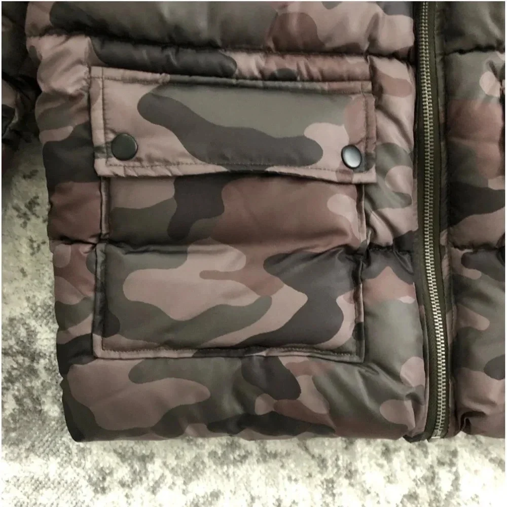 New Nordstrom BP Olive Italy Camo Print Puffer jacket camouflage streetwear zip